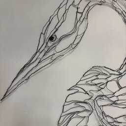 Wire Sculpture Heron, Egret 2D 27 - thumbnail 2
