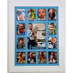 Newborn Baby 1st Year Personalised Photo Frame 1-12 Months - Natural Finish & Teal Insert - thumbnail 3