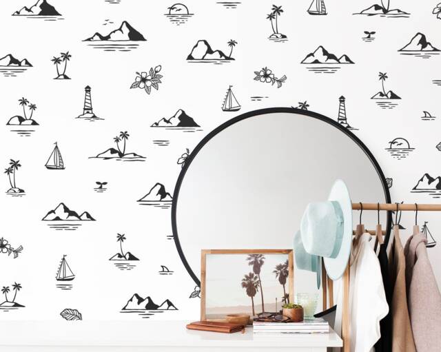 Hawaii Wall Decals - Beach Decor, Tropical Stickers, Palm Tree Decals, Floral Decal, Flower Stickers - image 1