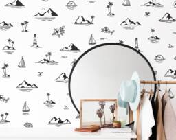 Hawaii Wall Decals - Beach Decor, Tropical Stickers, Palm Tree Decals, Floral Decal, Flower Stickers - thumbnail 1