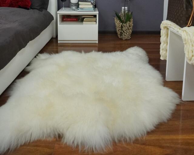 xxl White Sheepskin Rug, Genuine Leather, 50x50, Comfy Home Decor - image 1