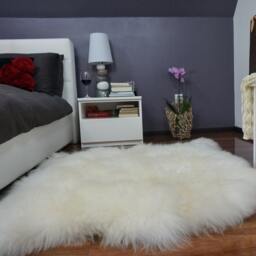 xxl White Sheepskin Rug, Genuine Leather, 50x50, Comfy Home Decor - thumbnail 3