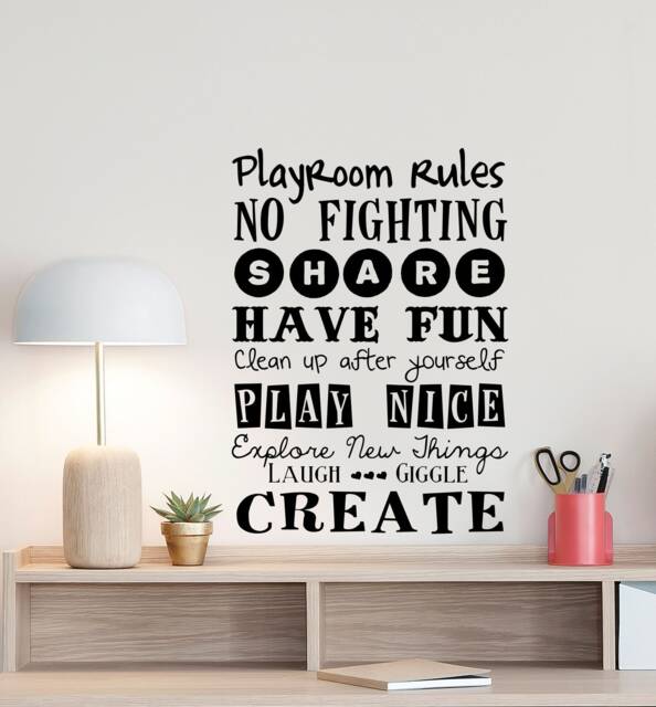 Playroom Rules Wall Decal Sign Play Room Quote Nursery Poster Boy Girl Vinyl Sticker Kids Lettering Children Decor Art 825 - image 1