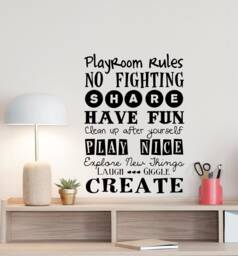 Playroom Rules Wall Decal Sign Play Room Quote Nursery Poster Boy Girl Vinyl Sticker Kids Lettering Children Decor Art 825 - thumbnail 1