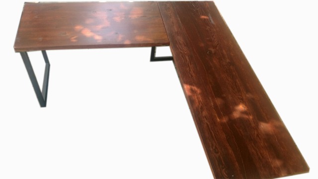 L Desk - Reclaimed Wood- Metal Base Free Shipping - image 1