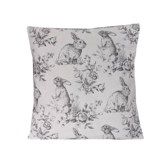Grey White Rabbit Print Cushion 16 - image 1