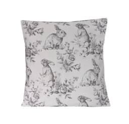 Grey White Rabbit Print Cushion 16