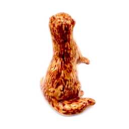 Miniature Ceramic Otter Standing Animal Little Brown Beige Yellow Figurine Tiny Statue Small Decoration Hand Painted Collectible Figure Deco - thumbnail 3