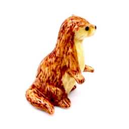 Miniature Ceramic Otter Standing Animal Little Brown Beige Yellow Figurine Tiny Statue Small Decoration Hand Painted Collectible Figure Deco - thumbnail 2