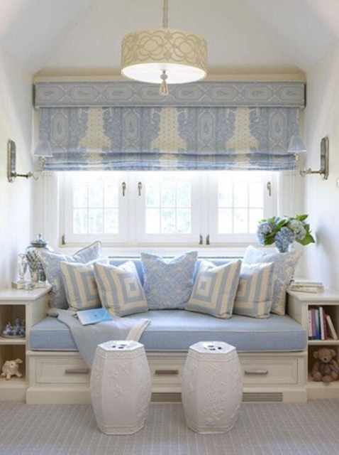 Blue Bench Cushion Cover, 42x15x4 Seat Cover , Daybed Mattress Cover , Any Size - image 1