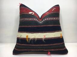 Handwoven Turkish Kilim Pillow Cover, Vintage Rustic Decor - 16x16 - thumbnail 1