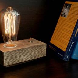 Personalized Spruce Wood Edison Lamp Rustic Desk Lighting - thumbnail 2