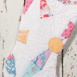 Vintage Quilt Christmas Stocking Pinwheel Joseph's Coat Design - thumbnail 2