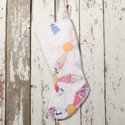 Vintage Quilt Christmas Stocking Pinwheel Joseph's Coat Design - thumbnail 3