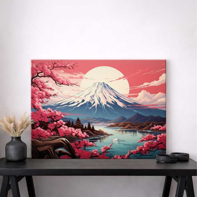 Cherry Blossom Mount Fuji Canvas Print Japanese Scenic Wall Art - image 1