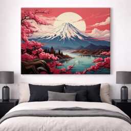 Cherry Blossom Mount Fuji Canvas Print Japanese Scenic Wall Art - thumbnail 3