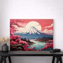 Cherry Blossom Mount Fuji Canvas Print Japanese Scenic Wall Art - thumbnail 1