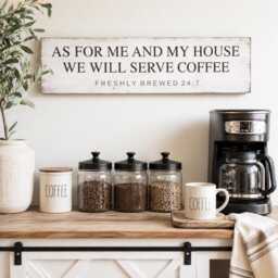 Coffee Bar Sign - Station Decor Kitchen Wall - thumbnail 2