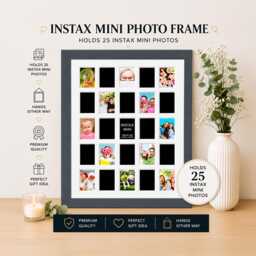 Instax Mini Photo Frame - Grey Wood, 25 Apertures