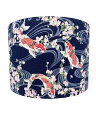 Cherry Blossom Carp Lampshade Japanese Oriental Navy Blue Light