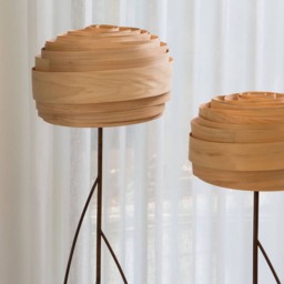 Wood Floor Lamp in Wabi Sabi Style - Standing Veneer Living Room Best Home-Decor Geometric For Sofa Corner Roza - thumbnail 4