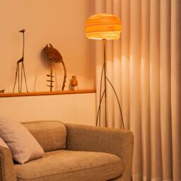 Wood Floor Lamp in Wabi Sabi Style - Standing Veneer Unique Spring Home Decor Modern For Sofa Corner Or Living Room Roza - thumbnail 3