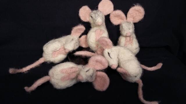 Mouse Felted Figurin, Art Doll, Magical Mouse, Hand Made, Wool Figure, Sweet Sleeping Mouse - image 1