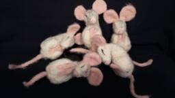 Mouse Felted Figurin, Art Doll, Magical Mouse, Hand Made, Wool Figure, Sweet Sleeping Mouse - thumbnail 1