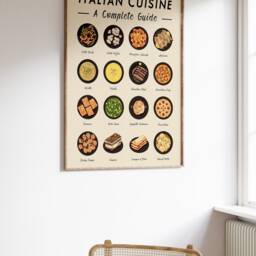 Italian Food Art Print, Cuisine, Wall Art, Poster, Recipe Kitchen Retro Gift A1/A2/A3/A4 - thumbnail 3