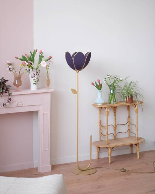 Simple Flower Floor Lamp & Lampshade - Midnight Blue - image 1