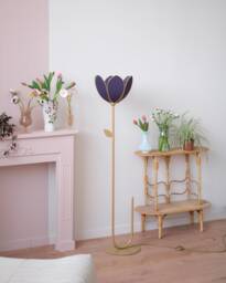 Simple Flower Floor Lamp & Lampshade - Midnight Blue