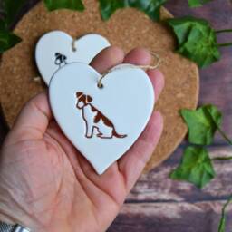 Jack Russell, Handmade Ceramic Russell Christmas Tree Decoration, Gift For Lover, Dog Breed - thumbnail 2
