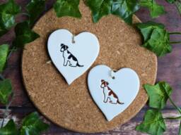 Jack Russell, Handmade Ceramic Russell Christmas Tree Decoration, Gift For Lover, Dog Breed - thumbnail 1