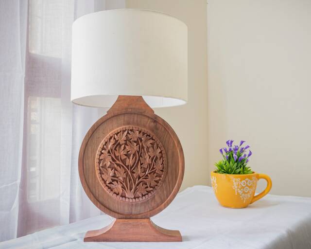 Mid-Century Modern Wooden Table Lamp Set Of 2 - Cozy Bedside Lamp Or A Moody Desk Lamp - Art Deco Table Base - Us/Uk/Eu Plug Options Given
