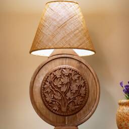 Mid-Century Modern Wooden Table Lamp Set Of 2 - Cozy Bedside Lamp Or A Moody Desk Lamp - Art Deco Table Base - Us/Uk/Eu Plug Options Given - thumbnail 3