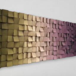 Ombre Wood Wall Art - Sound Diffuser Olive Green Purple Decor - thumbnail 2