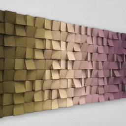 Ombre Wood Wall Art - Sound Diffuser Olive Green Purple Decor - thumbnail 3