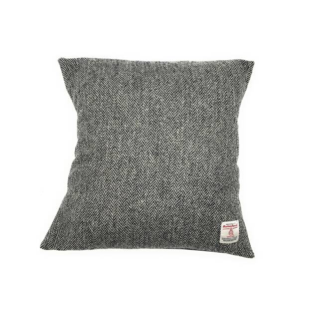 Harris Tweed Grey Herringbone Square Cushion Cover Made in Scotland 40cm X - image 1