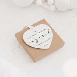 Personalised First Christmas Engaged Bauble - Ceramic Tree Decoration Gift Ornament Engagement Keepsake, Minimal - thumbnail 2
