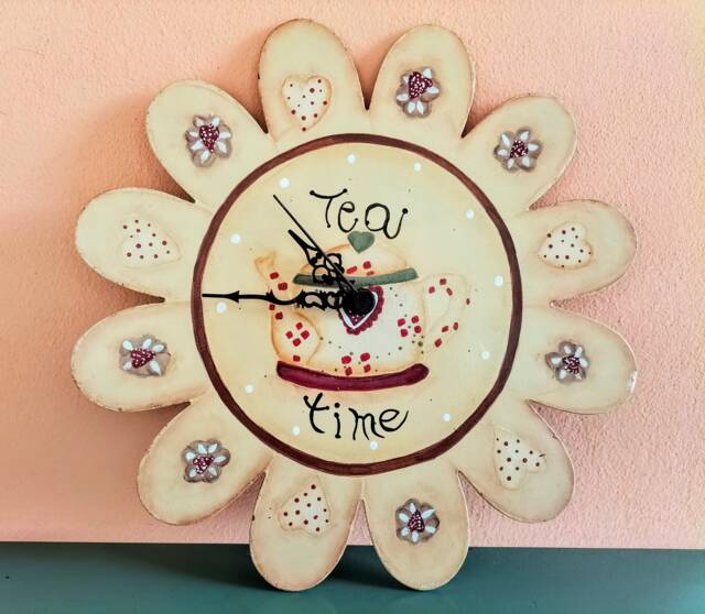 "Painted Clock ""Teatime" - image 1