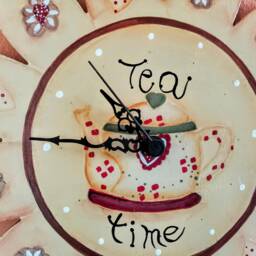 "Painted Clock ""Teatime" - thumbnail 3