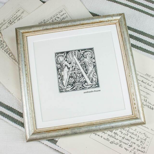 8x8 Inch Square Simple Cottage-style Rounded Bead Profile - Silver With Pale Ochre Inner Photo Frame Deluxe Quality Inches - image 1