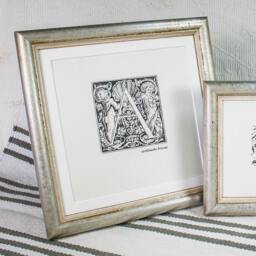 8x8 Inch Square Simple Cottage-style Rounded Bead Profile - Silver With Pale Ochre Inner Photo Frame Deluxe Quality Inches - thumbnail 3