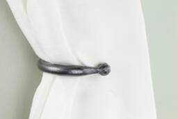 Small Forged Iron Curtain Tie Backs - Ball End Holdbacks, Pair - thumbnail 1