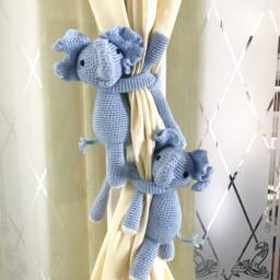 Blue Elephant Curtain Tiebacks, Baby Nursery Decor - Pair - thumbnail 4