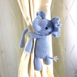 Blue Elephant Curtain Tiebacks, Baby Nursery Decor - Pair - thumbnail 3