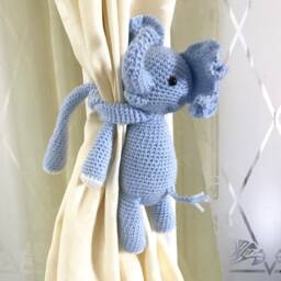 Blue Elephant Curtain Tiebacks, Baby Nursery Decor - Pair - thumbnail 2