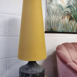 Mustard Extra Tall Cone Lampshade in Linen, Conical Fat Lamp Shade - thumbnail 3