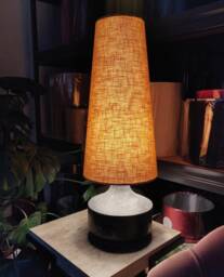 Mustard Extra Tall Cone Lampshade in Linen, Conical Fat Lamp Shade - thumbnail 1