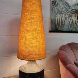 Mustard Extra Tall Cone Lampshade in Linen, Conical Fat Lamp Shade - thumbnail 2